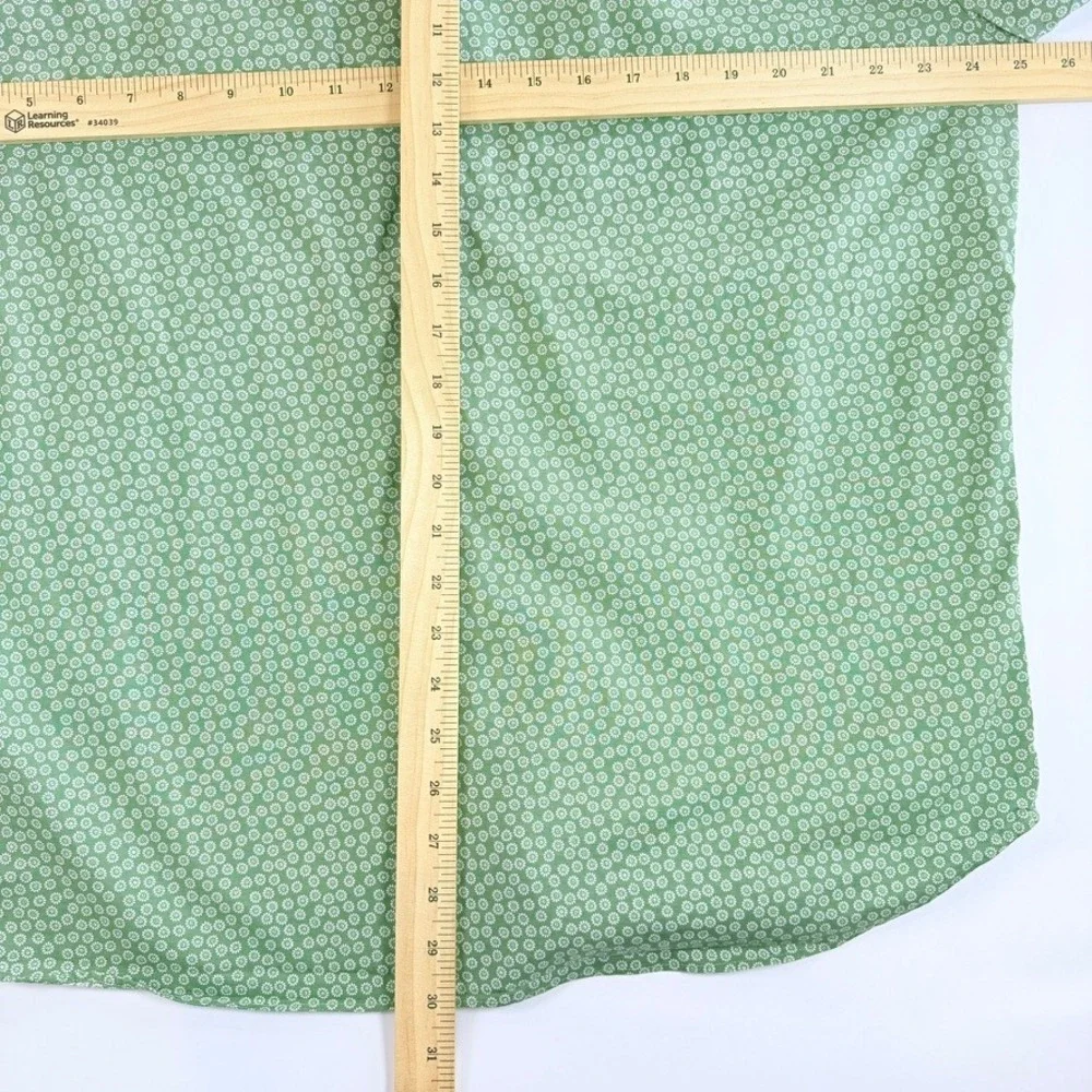 J.Crew Button Down Shirt Mens XXL Green Floral Short Sleeve Slim Fit Flex Washed